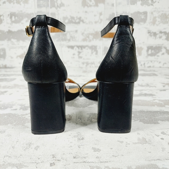 NEW Nordstrom Ellie Double Strap Heeled Sandals In Black I178 - Picture 6 of 14